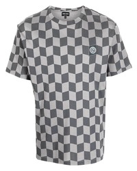 T-shirt à col rond à carreaux gris foncé Giorgio Armani