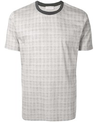 T-shirt à col rond à carreaux gris Cerruti 1881