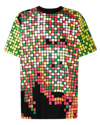 T-shirt à col rond à carreaux multicolore