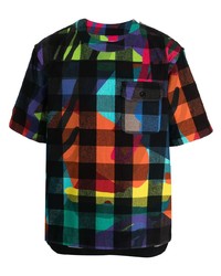 T-shirt à col rond à carreaux multicolore Sacai