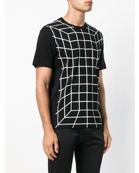 T-shirt à col rond à carreaux noir et blanc Comme Des Garcons Homme Plus