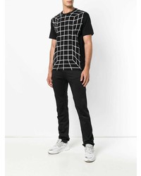 T-shirt à col rond à carreaux noir et blanc Comme Des Garcons Homme Plus