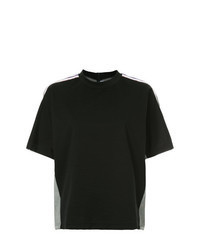 T-shirt à col rond à carreaux noir