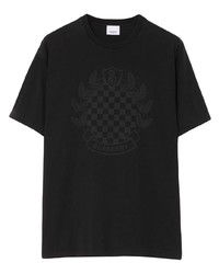 T-shirt à col rond à carreaux noir Burberry