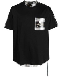 T-shirt à col rond à carreaux noir Mastermind World