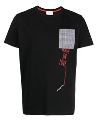 T-shirt à col rond à carreaux noir Ports V