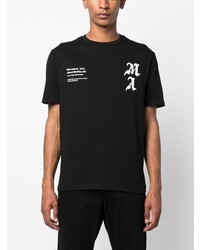 T-shirt à col rond à carreaux noir Amiri