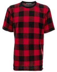 T-shirt à col rond à carreaux rouge Mastermind Japan