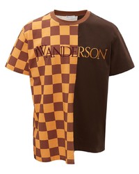 T-shirt à col rond à carreaux tabac JW Anderson
