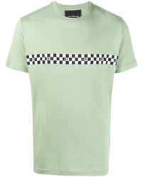 T-shirt à col rond à carreaux vert menthe John Richmond