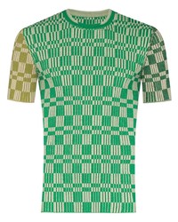 T-shirt à col rond à carreaux vert