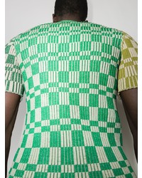 T-shirt à col rond à carreaux vert Jacquemus