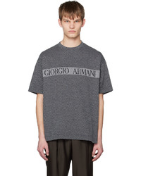 T-shirt à col rond à chevrons gris foncé Giorgio Armani