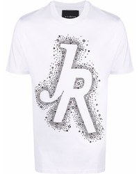 T-shirt à col rond à clous blanc John Richmond