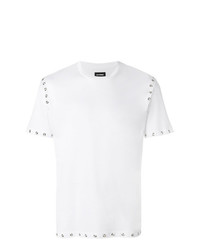 T-shirt à col rond à clous blanc Les Hommes