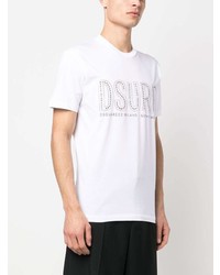 T-shirt à col rond à clous blanc DSQUARED2