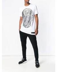 T-shirt à col rond à clous blanc Philipp Plein