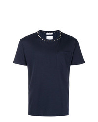 T-shirt à col rond à clous bleu marine Valentino