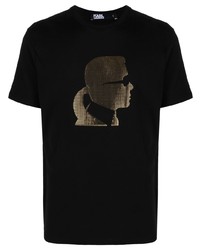 T-shirt à col rond à clous noir Karl Lagerfeld