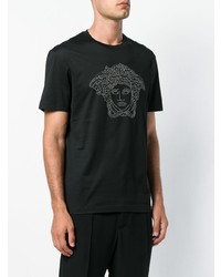 T-shirt à col rond à clous noir Versace