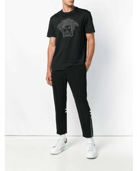 T-shirt à col rond à clous noir Versace