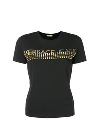 T-shirt à col rond à clous noir Versace Jeans
