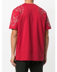 T-shirt à col rond à clous rouge Versace