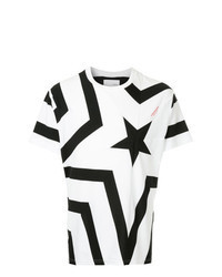 T-shirt à col rond à étoiles blanc et noir