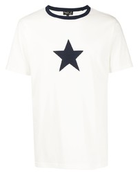 T-shirt à col rond à étoiles blanc et noir agnès b.