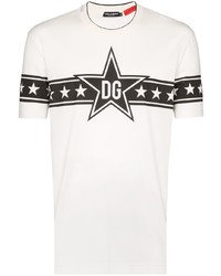T-shirt à col rond à étoiles blanc et noir Dolce & Gabbana