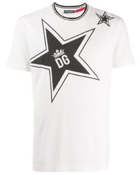 T-shirt à col rond à étoiles blanc et noir Dolce & Gabbana