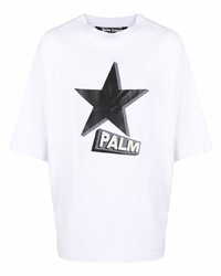 T-shirt à col rond à étoiles blanc et noir Palm Angels