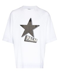 T-shirt à col rond à étoiles blanc et noir Palm Angels