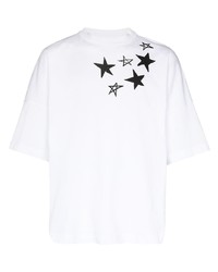 T-shirt à col rond à étoiles blanc et noir Palm Angels