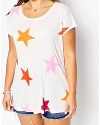 T-shirt à col rond à étoiles blanc