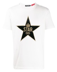 T-shirt à col rond à étoiles blanc Dolce & Gabbana