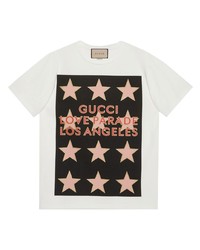 T-shirt à col rond à étoiles blanc Gucci