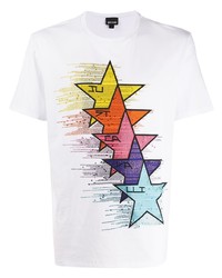 T-shirt à col rond à étoiles blanc Just Cavalli