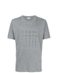 T-shirt à col rond à étoiles gris Saint Laurent