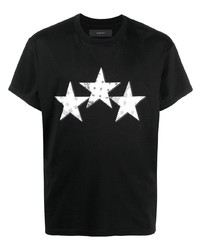 T-shirt à col rond à étoiles noir et blanc Amiri