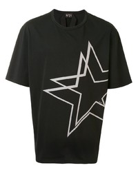 T-shirt à col rond à étoiles noir et blanc N°21