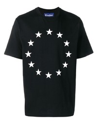 T-shirt à col rond à étoiles noir et blanc Études