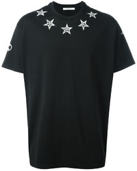T-shirt à col rond à étoiles noir