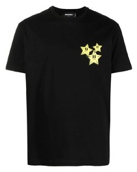 T-shirt à col rond à étoiles noir DSQUARED2