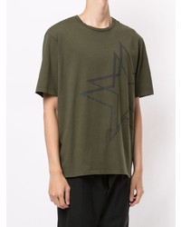 T-shirt à col rond à étoiles olive N°21