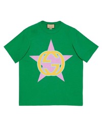 T-shirt à col rond à étoiles vert