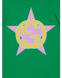 T-shirt à col rond à étoiles vert Gucci