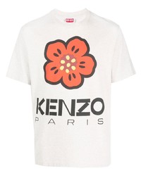 T-shirt à col rond à fleurs beige Kenzo