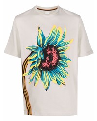 T-shirt à col rond à fleurs beige Paul Smith