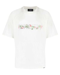 T-shirt à col rond à fleurs beige Represent